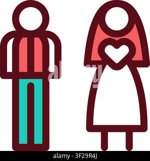 Groom Bride Icon, Wedding Couple, Marriage, Newlyweds Stock Vector