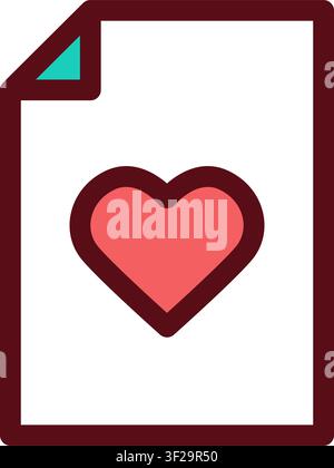 Heart File Icon, Medical, Health, Document, Cardiac, Cardiology Stock Vector