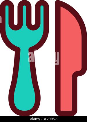 Fork Knife Icon, Cutlery, Utensil, Flatware, Silverware, Dining Stock Vector