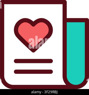 Heart Invitation Letter Icon, Love, Romantic, Note Stock Vector