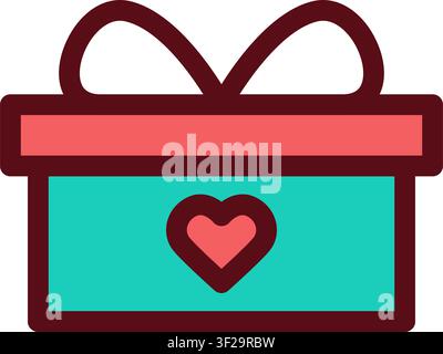 Present Box Heart Icon, Gift, Love, Romantic, Valentine Stock Vector