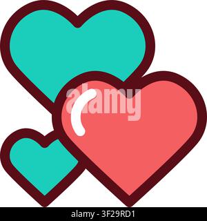 Hearts Icon, Heart, Love, Romance, Romantic, Affection, Care Stock Vector