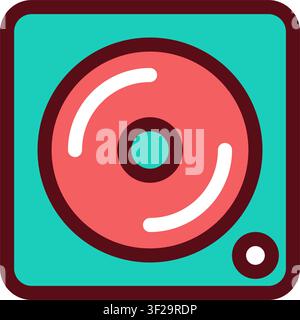 Turntable Vinyl Icon, Record Player, Music Equipment, Audio, Dj Stock Vector