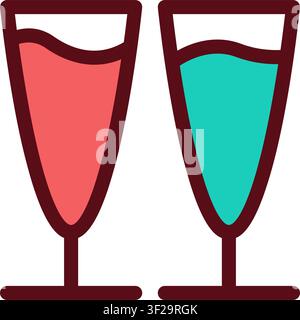 Wine Glasses Icon, Glass, Drinking, Glassware, Beverage, Drink Stock Vector