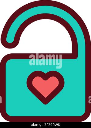 Padlock Heart Icon, Lock, Security, Love, Protection, Romance Stock Vector