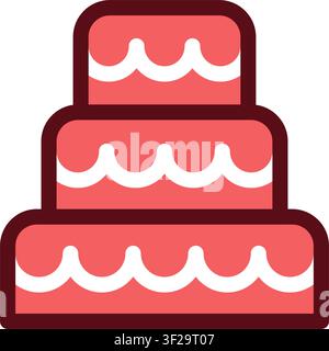 Wedding Cake Icon, Tiered, Celebration, Dessert, Bakery, Pastry Stock Vector