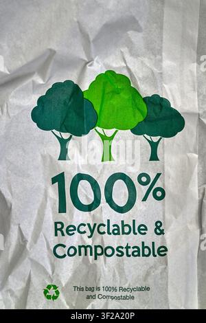 Recyclable and compostable paper bag Stock Photo