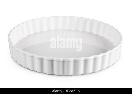 round ceramic baking dish isolated on white background Stock Photo