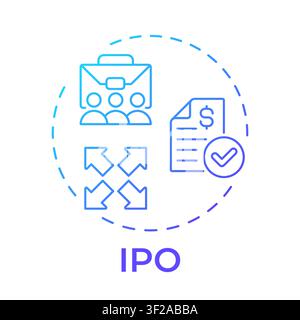IPO blue gradient concept icon Stock Vector