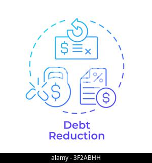 Debt reduction blue gradient concept icon Stock Vector
