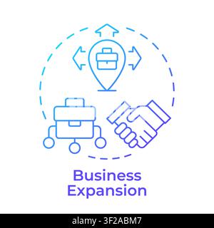 Business expansion blue gradient concept icon Stock Vector