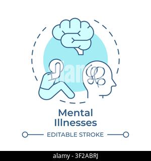 Mental illnesses soft blue concept icon Stock Vector