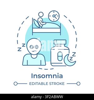 Insomnia soft blue concept icon Stock Vector