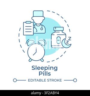 Sleeping pills soft blue concept icon Stock Vector