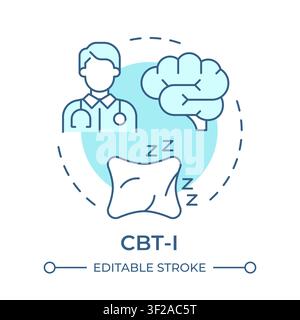 CBTI soft blue concept icon Stock Vector