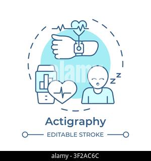 Actigraphy soft blue concept icon Stock Vector