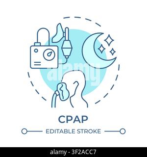 CPAP soft blue concept icon Stock Vector