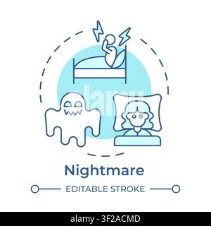 Nightmare soft blue concept icon Stock Vector