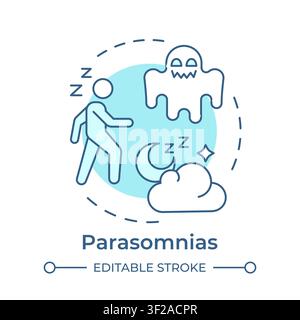 Parasomnias soft blue concept icon Stock Vector