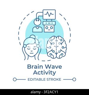 Brain wave activity soft blue concept icon Stock Vector