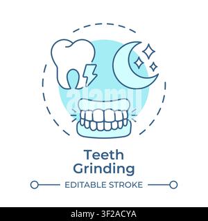 Teeth grinding soft blue concept icon Stock Vector