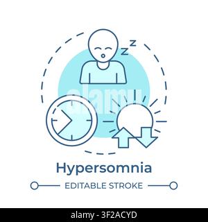 Hypersomnia soft blue concept icon Stock Vector