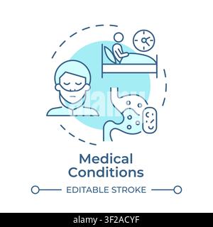 Medical conditions soft blue concept icon Stock Vector