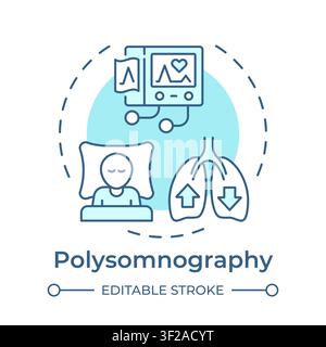 Polysomnography soft blue concept icon Stock Vector