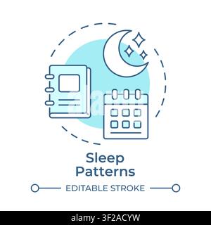 Sleep patterns soft blue concept icon Stock Vector