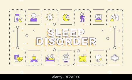 Sleep disorder pastel yellow word concept Stock Vector