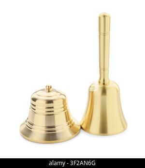 Two beautiful golden bells isolated on white Stock Photo