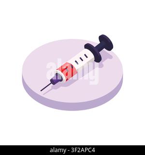 Syringe with red liquid isometric vector illustration Stock Vector