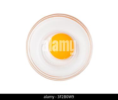 Egg Yolks in Bowl, One Fresh Chicken Egg Yolk Separated from White for Cooking Recipe, 1 Organic Yolk in Glass Bowl Stock Photo