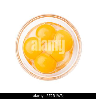 Egg Yolks in Bowl, 5 Fresh Chicken Egg Yolk Separated from Whites for Cooking Recipe, Five Organic Yolks in Glass Bowl Stock Photo