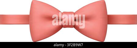 Realistic red bow tie isolated on white background. Stylish formal accessory illustration for Father Day celebration Stock Vector