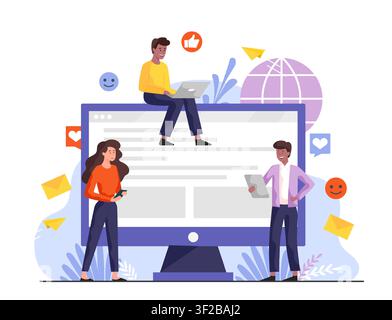 People communicating through social networking platform Stock Vector