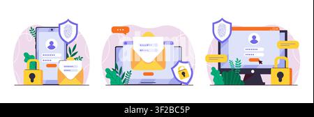 Two-step verification and secure login concept Stock Vector