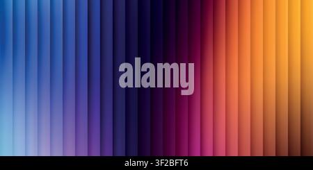 Smooth colorful gradient background with vertical lines. Abstract modern striped backdrop transition from light blue to dark purple and bright orange Stock Vector