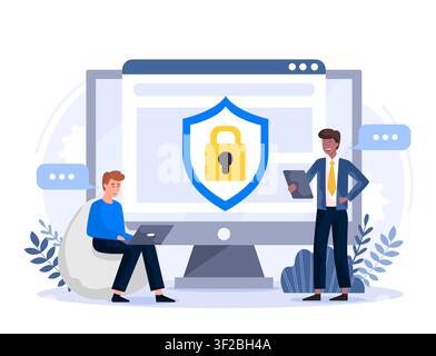 Cybersecurity and data protection concept Stock Vector