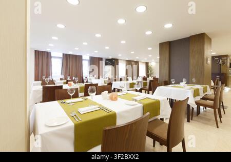 Restaurant in hotel. Modern design and minimalism Stock Photo