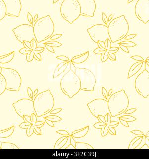 Colorful Abstract Geometric Lemon Pattern with Leaves Seamless Design Stock Vector