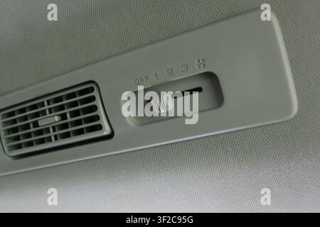 Close Up of Car Air Conditioning Vent and Temperature Control Panel, Automotive Climate Control System Interior Detail Stock Photo