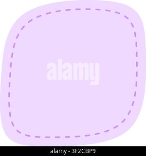 Soft pastel rounded square text box vector illustration with stitched dashed border for notes, labels, and planners. Stock Vector
