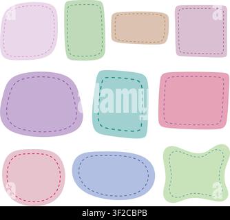 Pastel Rounded Text Box Collection Vector Illustration Cute Organic Label Shapes Sticker Note Bubble Set Stock Vector