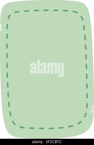 Vertical rounded pastel label vector illustration featuring dashed stitched outline for printable templates. Stock Vector