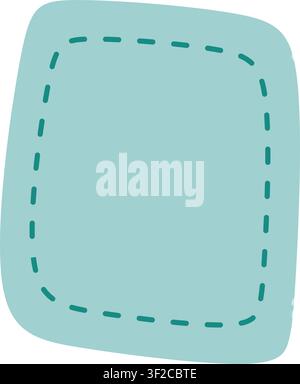 Tilted rounded square label vector illustration featuring pastel color and decorative dashed outline. Stock Vector