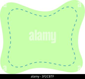 Organic wavy blob label vector illustration featuring stitched outline and soft pastel colors for modern graphic design. Stock Vector