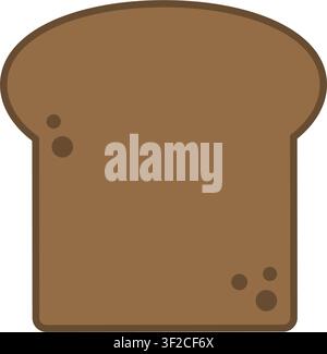 Minimalist Flat Design Brown Whole Wheat Bread Slice Vector Icon Stock Vector