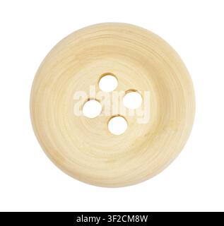 Big wooden button isolated on white Stock Photo