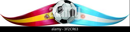 Soccer Ball with Spain and Argentina Flags, Vector Stock Vector